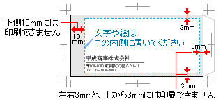 左右3mmと、上から3mmには印刷できません